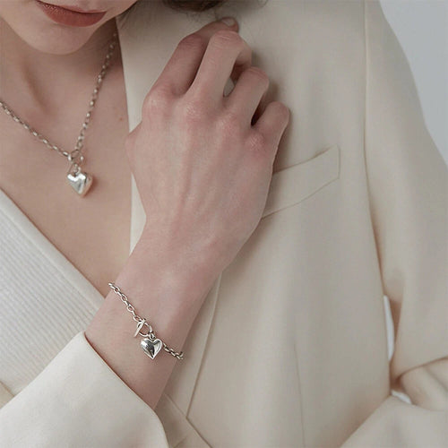 Charm Heart Women 925 Sterling Silver Bracelet