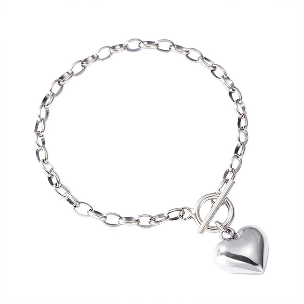 Charm Heart Women 925 Sterling Silver Bracelet