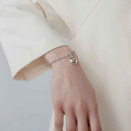 Charm Heart Women 925 Sterling Silver Bracelet
