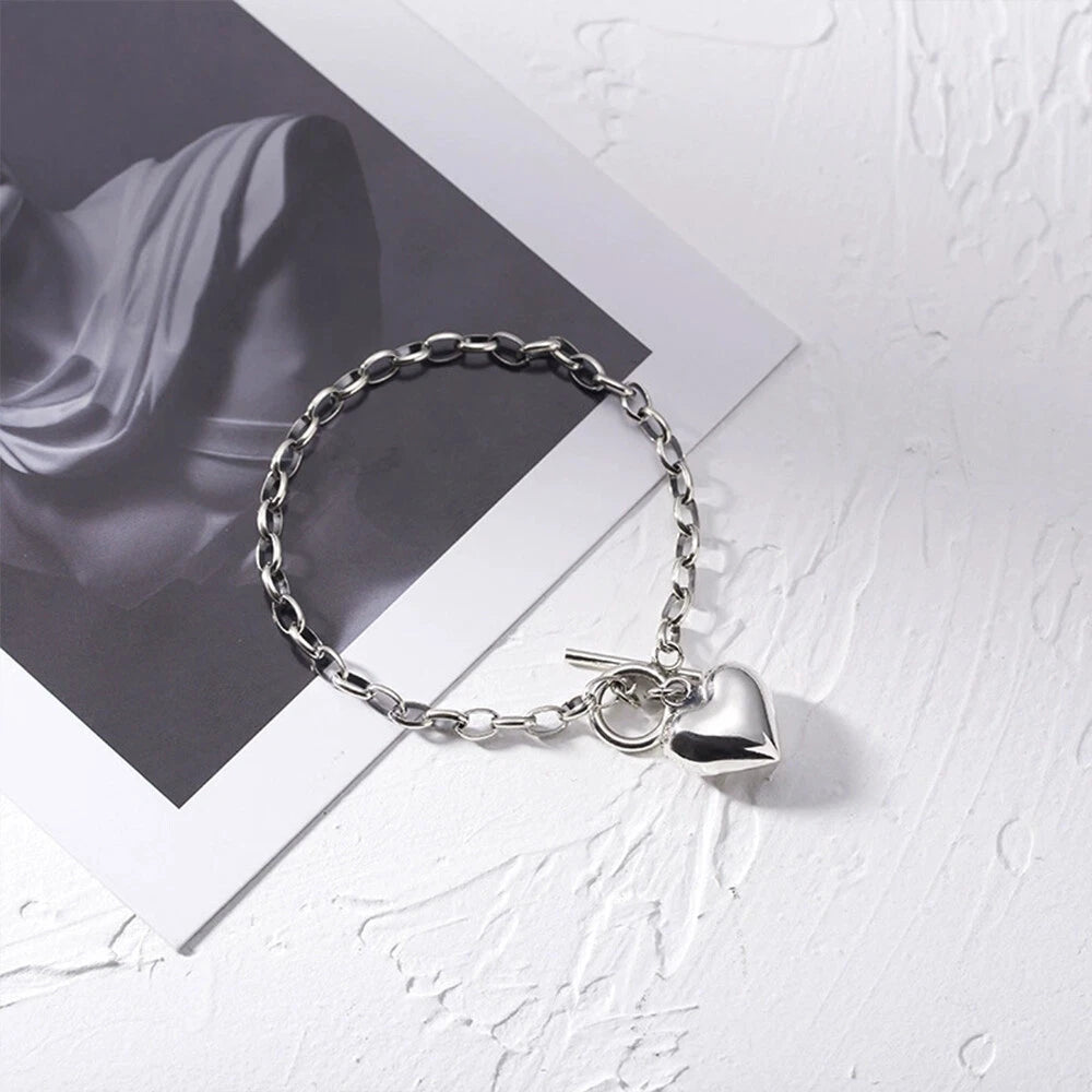 Charm Heart Women 925 Sterling Silver Bracelet